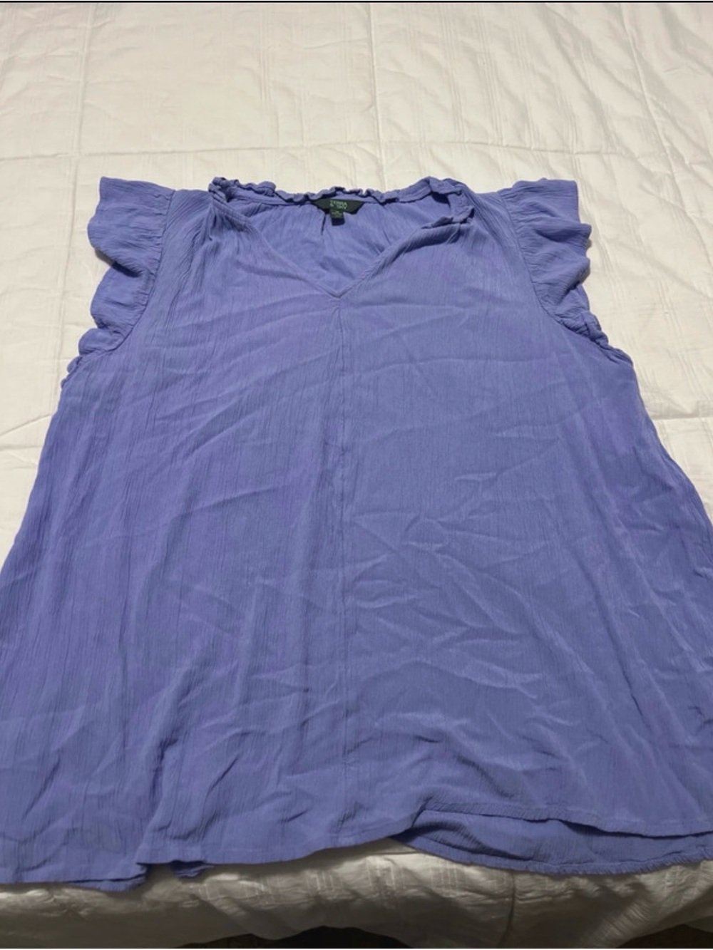 Terra & Sky Lavender V-Neck Ruffle Sleeve Tank